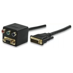 Cablu Video Splitter Manhattan DVI-I Tata la VGA Mama, lungime cablu 3 m, Negru