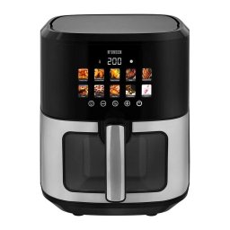 Friteuza N'oveen AF770 X-LINE 1700W, 6.5l, dimensiuni 32,5x27x24,5cm, Negru-Argintiu