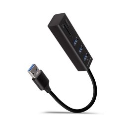 Hub USB Axagon HMA-CR3A, 3 x USB 3.2, Slot card SD/micro SD, Negru