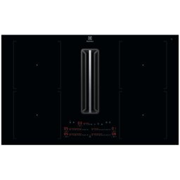 Plita inductie cu hota integrata Electrolux KCC84453CK, ComboHob FlexiBridge, Seria 600, 83 cm, Control touch, Booster (4 zone), Motor inverter, 2 Filtre de carbon si aluminiu incluse, 630 mc/h, Negru