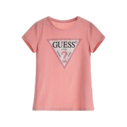 GUESS Tricou roz / roz pastel / negru