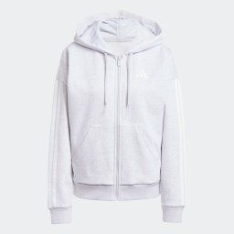 ADIDAS SPORTSWEAR Bluză cu fermoar sport 'Essentials' gri deschis / alb