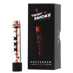 Pipa blunt sticla Twist & Smoke Amsterdam XXX roz gold 10cm