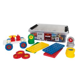 Set constructie educativ plus-plus, 200 piese mari, mix, cu roti si placi de baza