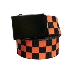 Check And Solid Canvas Belt 2-Pack Black/Orange