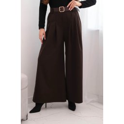 Pantaloni largi de damă cu curea, maro