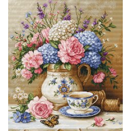 Set goblen de cusut, cu diagrama, Nostalgie florala, 20x23 cm