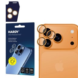 Folie de protecție cameră Iphone 14 Pro / 14 Pro Max / 15 Pro / 15 Pro Max / 16 Pro / 16 Pro Max / 17 Pro / 17 Pro Max 3mk Hardy Lens Protection Pro, Culoare: Orange Apple STICLĂ