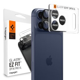 Folie de protecție cameră Iphone 16 Pro Max / 17 Pro Max Spigen Glas.tR Optik EZ Fit Pro XL, Culoare: Black Apple STICLĂ