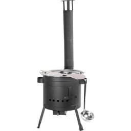 Soba 42 cm cu ceaun inox 22 L, burlane, polonic, lingura, Strend Pro