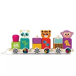 Tren din lemn cu animale