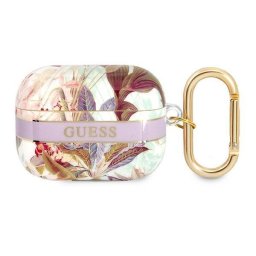 Husa de protectie Guess TPU Flower Print Case pentru Airpods Pro, Violet
