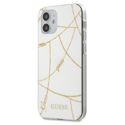 Husa Guess GUHCP12SPCUCHWH iPhone 12 mini 5.4" white/white hardcase Gold Chain Collection