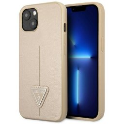 Husa Guess GUHCP13SPSATLE iPhone 13 mini 5,4 "beige / beige hardcase SaffianoTriangle Logo
