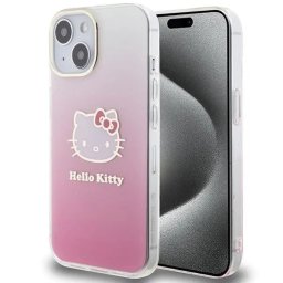 Husa IML Gradient Electrop Kitty Head case for iPhone 15 - pink