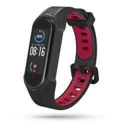 Armor Strap pentru Xiaomi Mi Smart Band 5 / 6 / 6 NFC, Negru & Rosu, by Tech-Protect