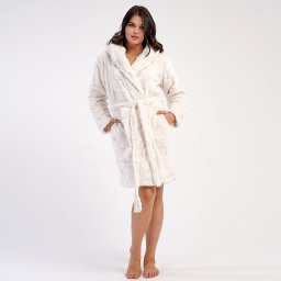 Halat Damă cu Glugă Welsoft Vienetta Soft & Pure, Model 'Snowy' Lux și Căldură