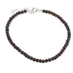 Bratara Cuart fumuriu discuri fatetate cu Argint 925, 3-4mm