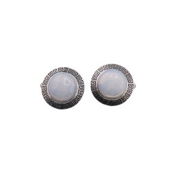 Cercei cu clipsuri Opalit in montura argintie - model rotund, 25mm