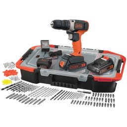 Masina de gaurit si insurubat cu acumulator 18V Black Decker BCD001BAST-QW, 37 Nm, 2 x acumulator 1.5 Ah, incarcator, cutie transport si 160 accesorii