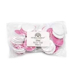 Fișe adezive de schimb pentru discuri de pedichiură, 20 mm, #120, 50 bucăți, roz