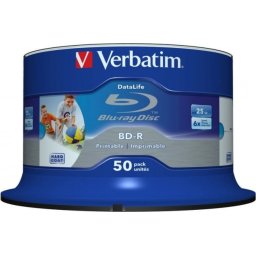 BD-R VERBATIM 25GB, viteza 6x, 50 buc, Single Layer, spindle, printabil, Wide Inkjet Printable 43812