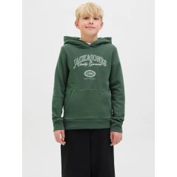 Jack & Jones Hanorac baieti cu imprimeu cu logo si buzunar tip marsupiu, Verde (SELECTATI MARIMEA: 128 cm)