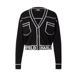 Karl Lagerfeld Geacă tricotată negru / alb
