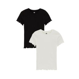 WE Fashion Tricou negru / alb