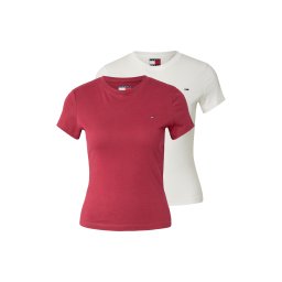 Tommy Jeans Tricou roșu merlot / alb murdar