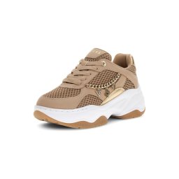 GUESS Sneaker low 'HARPAA' maro cămilă / auriu
