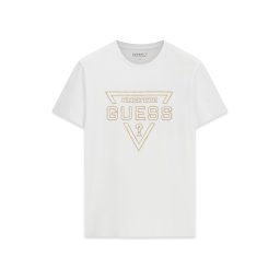 GUESS Tricou galben deschis / alb