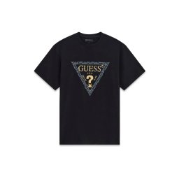GUESS Tricou albastru fumuriu / galben deschis / negru