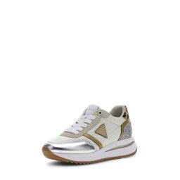 GUESS Sneaker low 'EAGAR2' maro cămilă / alb kitt / argintiu / alb murdar