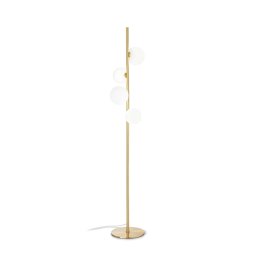 Lampadar Perlage 277967, L:32 cm H:164 cm, 4x4W G9 LED, metal alamă, sticlă albă