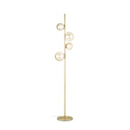 Lampadar Perlage 317816, L:32 cm H:164 cm, 4x4W G9 LED, metal alamă, sticlă ambră