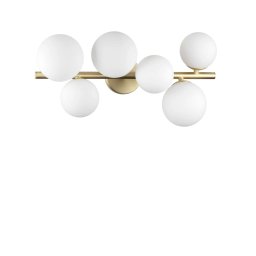 Plafoniera globuri Perlage 309279, L:49 cm, H:19,5 cm, metal alamă, sticlă albă
