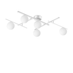 Plafoniera globuri Atlas 328225, 5xG9, L:106 cm, metal alb, sticlă albă