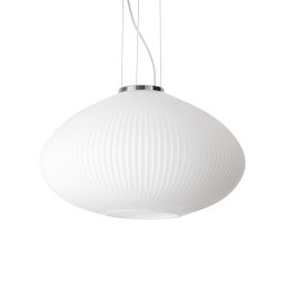 Pendul Plisse Sp1, conic, D:45 cm, H:36 cm / max 245 cm, metal alamă crom, sticla albă