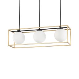 Lustră Suspendata Lingotto Sp3, metal cu finisaj negru, alamă, sticla albă, 3 becuri, 120W-E14