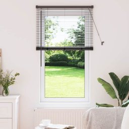 Jaluzea pentru Fereastra cu perdele Manual Negru Aluminiu GartenMobel Dekor
