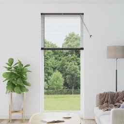 Jaluzea pentru Fereastra cu perdele Manual Negru Aluminiu GartenMobel Dekor