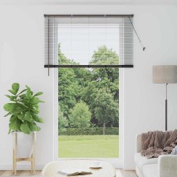 Jaluzea pentru Fereastra cu perdele Manual Negru Aluminiu GartenMobel Dekor