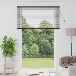 Jaluzea pentru Fereastra cu perdele Manual Negru Aluminiu GartenMobel Dekor