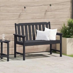 Banca de gradina cu perna Negru 120 x 59 x 88cm HDPE GartenMobel Dekor