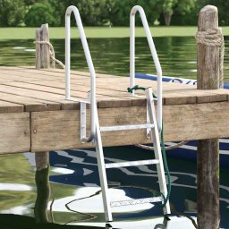 Ladder dock cu 3 pasi Argintiu 58 x 77 x 144 cm Aluminiu GartenMobel Dekor