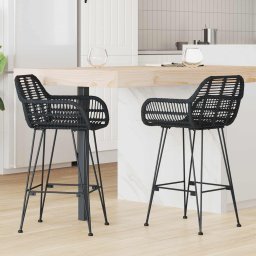 Scaun Bar 2 pcs Negru 55 x 52 x 92 cm Ratan si Fier GartenMobel Dekor