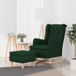 Fotoliu balansoar cu taburet, verde închis, material textil GartenMobel Dekor