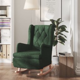 Fotoliu picioare balansoar din lemn hevea verde închis textil GartenMobel Dekor
