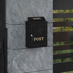 Cutie Postala Montata pe Perete cu usa Negru 29 x 13 x 41 cm GartenMobel Dekor
